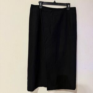 Eddie Bauer Wool Blend Maxi Skirt Wrap with Snap Waist Black Women’s Size 10